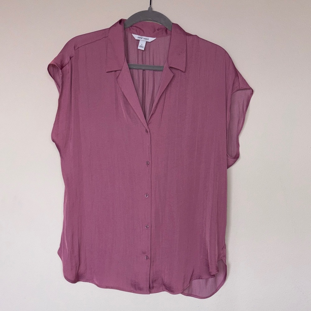 Nine West | Short Sleeve Button-Down Blouse